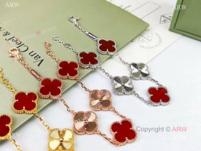 V C & A Magic Alhambra Hardware & Laser & Red Onyx 1.5cm Bracelet
